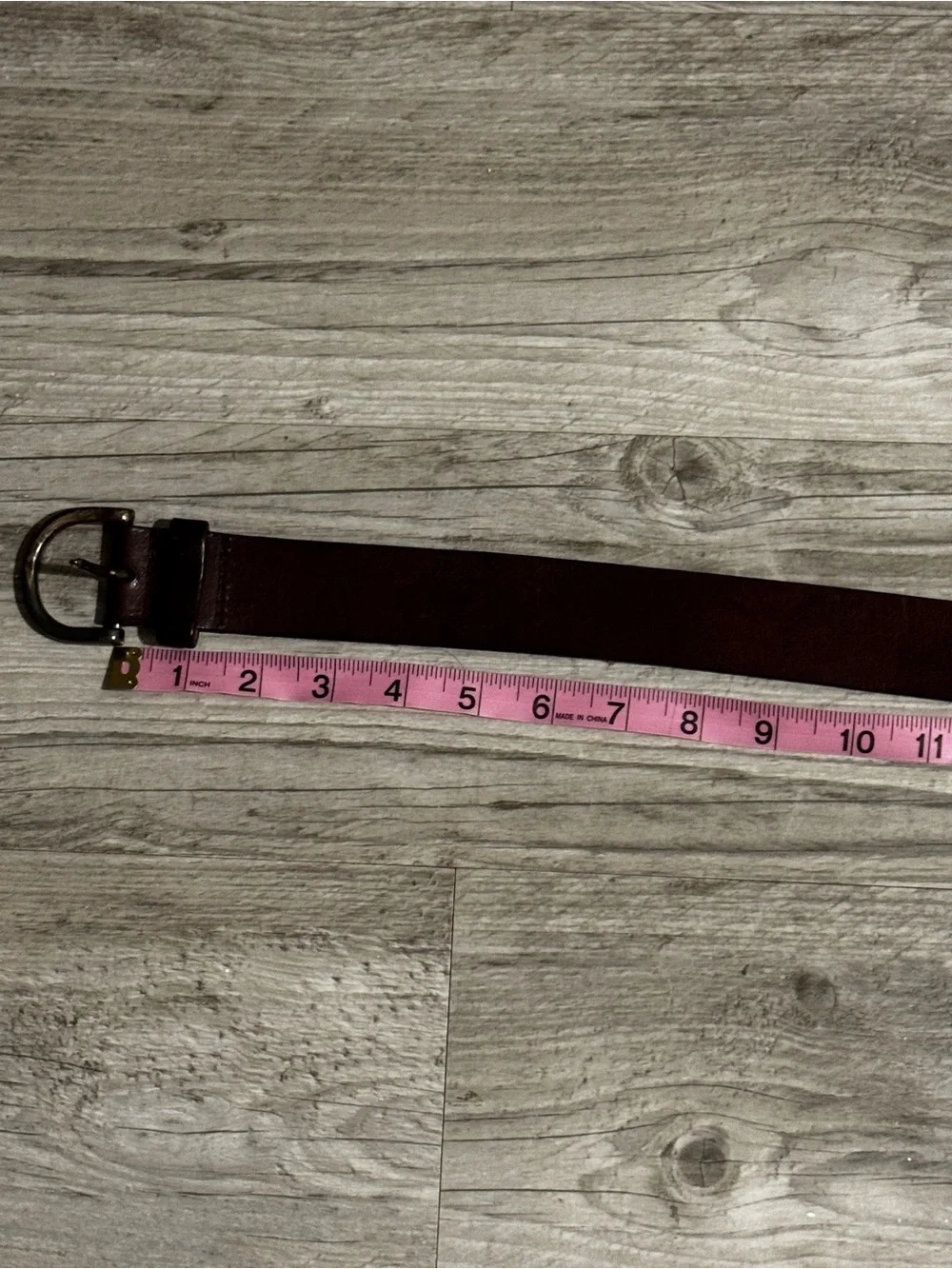 Classic Women's Brown Leather Belt with Distressed Silver Buckle